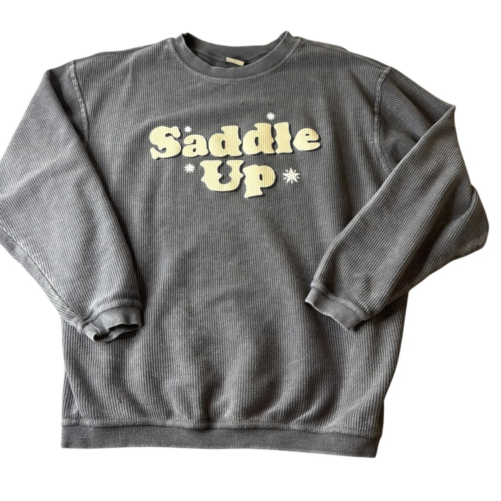 Charlie Southern Saddle Up Corduroy Graphic Sweatshirt Pullover Long Sleeve M